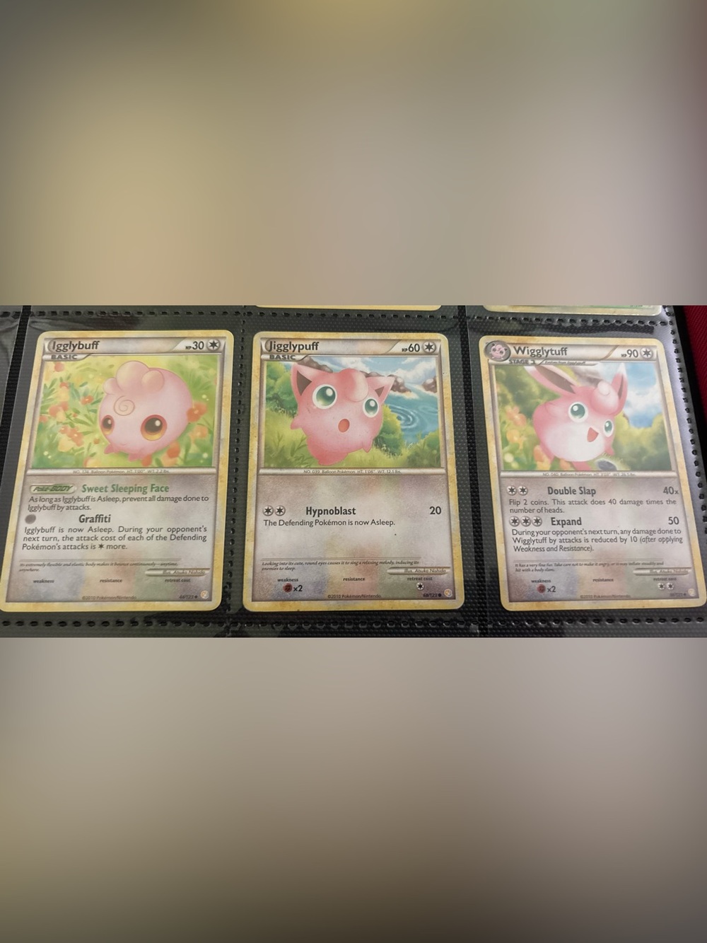 Heartgold Pokemon Jigglypuff / Wigglytuff Trading Cards - Pink and Green Accents